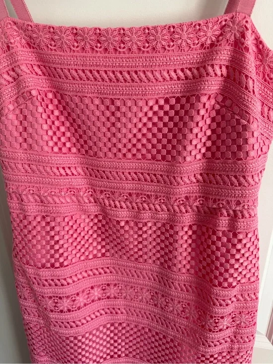 J Crew Pink Crochet Knit Ruffle Hem Sundress