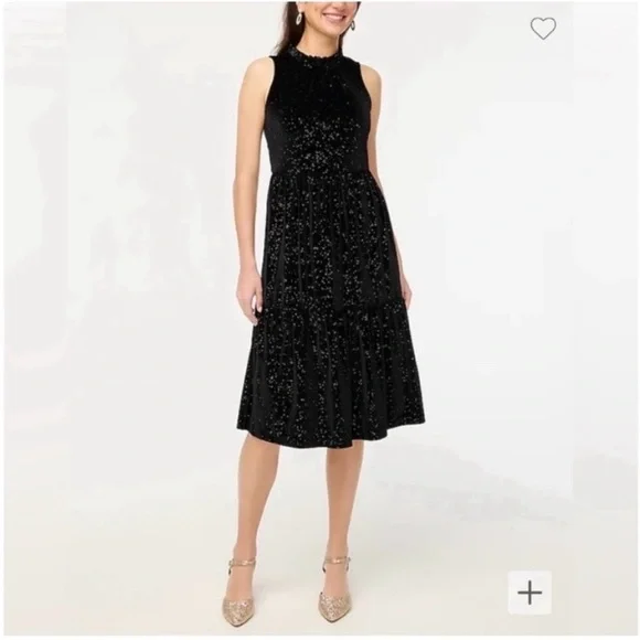 J. Crew Elegant Black Velvet Sleeveless Dress