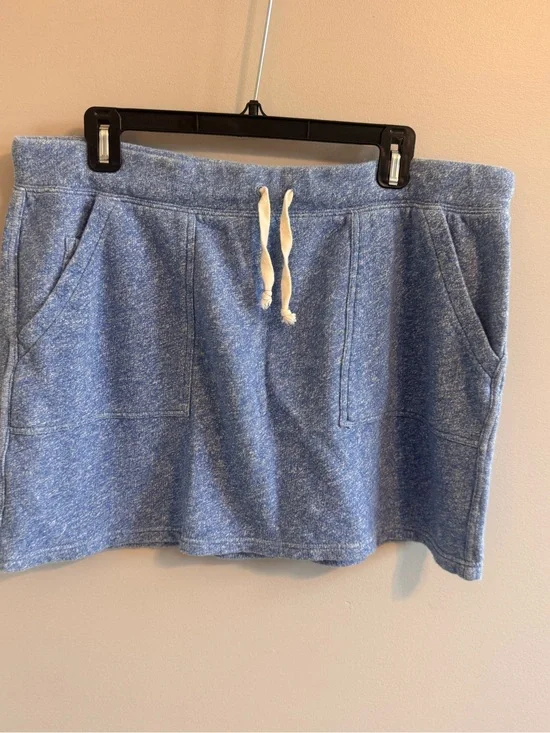 J.Crew Blue Terry Knit Drawstring Mini Skirt Women’s L