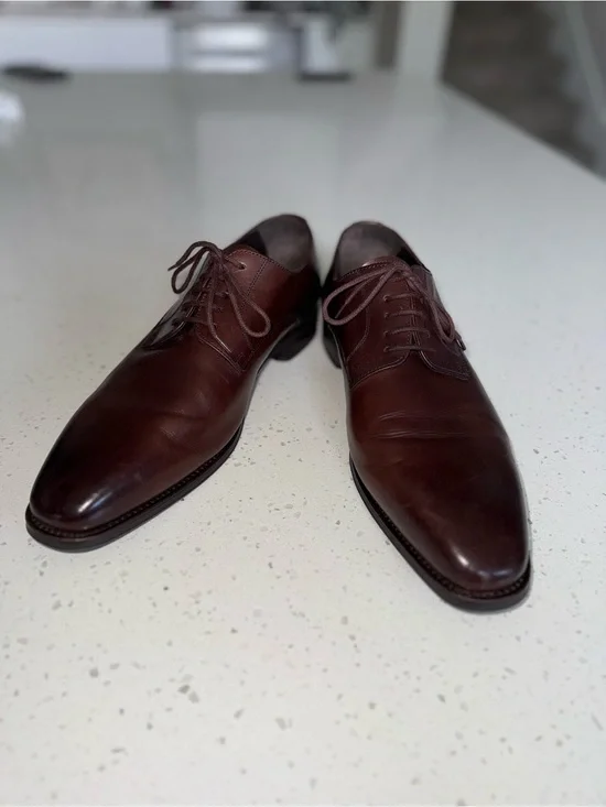 T.M.Lewin Men's Dark Brown Leather Derby Shoes