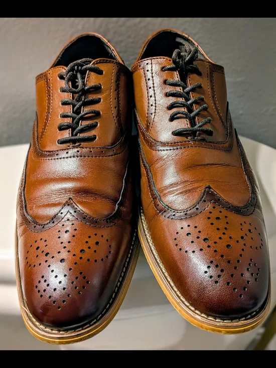 Stacy Adams Sz 9 M Mens Wingtip Oxford Dunbar 2 Tone Dress Shoes Brown Lace Up