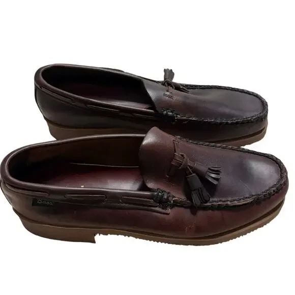 G.H. Bass Weejuns Loafers Men's Size 12 Brown Tassel Slip On Preppy Rubber Sole