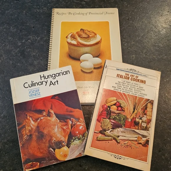 3 Vintage 1950s/60s International Cuisine Cookbooks French, Hungarian, Italian