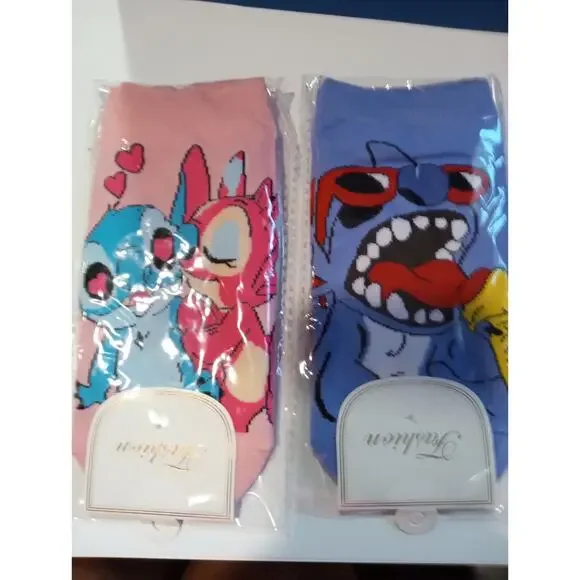 2 pairs of STITCH Low Cut Character Socks Kids Sz M Medium 0421