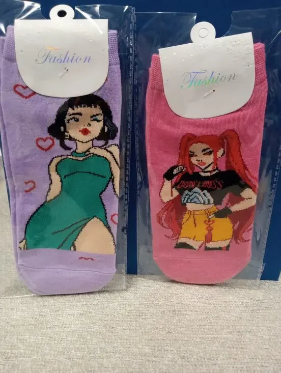 KPOP K-POP Socks 2 pair Zoey Purple & Mira Pink Socks Sz M 0407