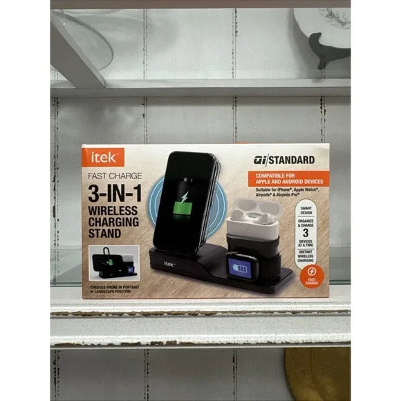 NEW 3-in-1 Wireless Charging Stand, ITEK Works With Apple, Android Devices