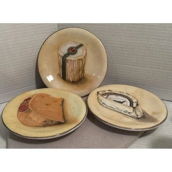 Williams-Sonoma Set of 3 Cheese Appetizer Plates Made In Italy 6.25” Please Read
