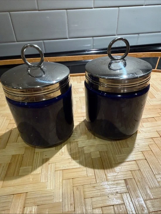 Williams Sonoma Cobalt Glass Egg Coddlers