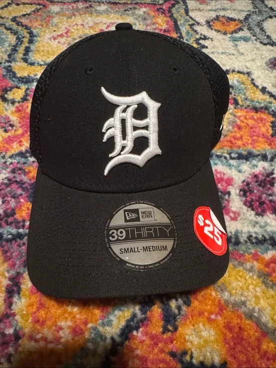 New Era Black Trucker Cap with White Detroit 'D' Logo
