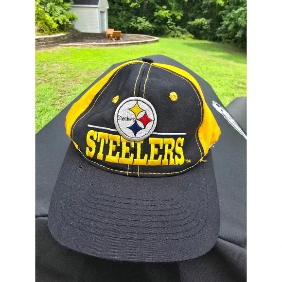 Vintage Pittsburgh Steelers The Game Snapback Hat Black Yellow NFL 90s Cap OSFA