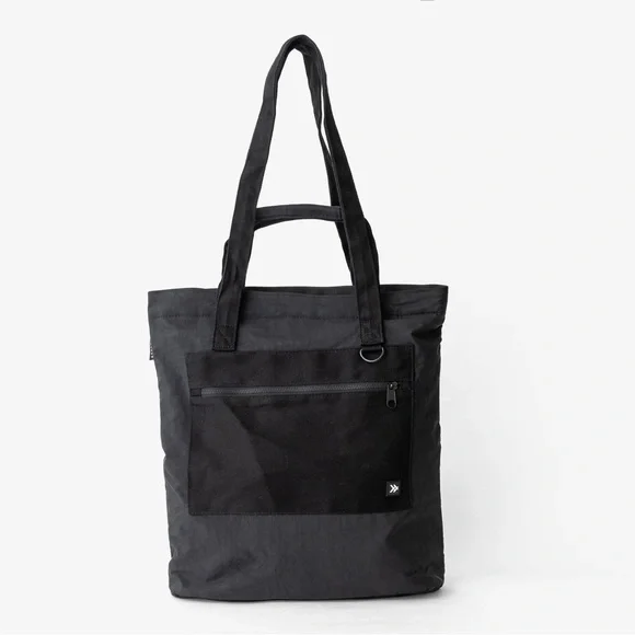 Black Women's Laptop Tote Bag with Front Zip Pocket