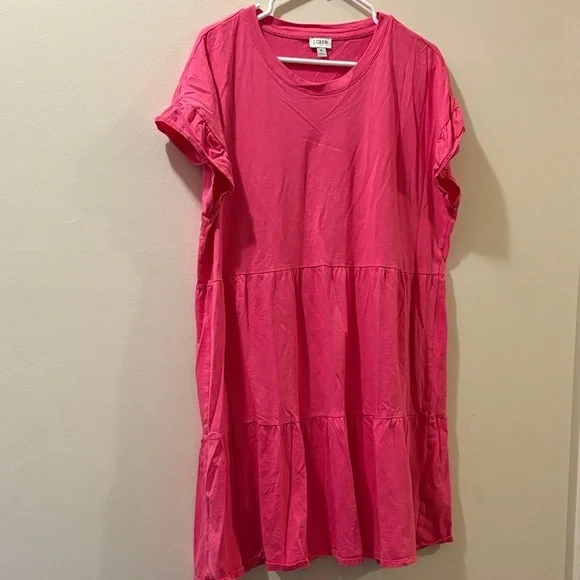 J. Crew Vibrant Pink Dress - women’s XL - 100% cotton - tiered