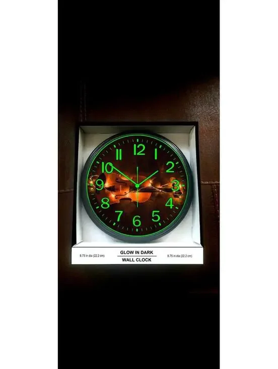 Violin Glow in the Dark Wall Clock Music Studio Wall Clock New!
