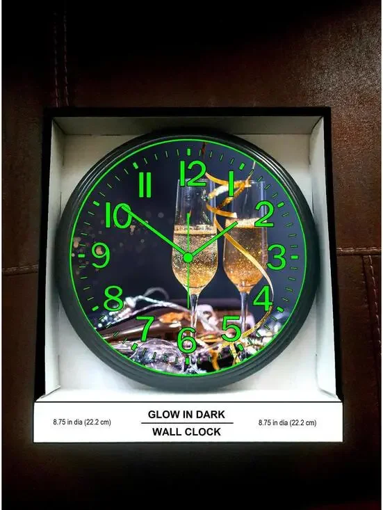 Glow in the dark Festival Champagne Glow in Dark Wall Clock Winery Wall Clock
