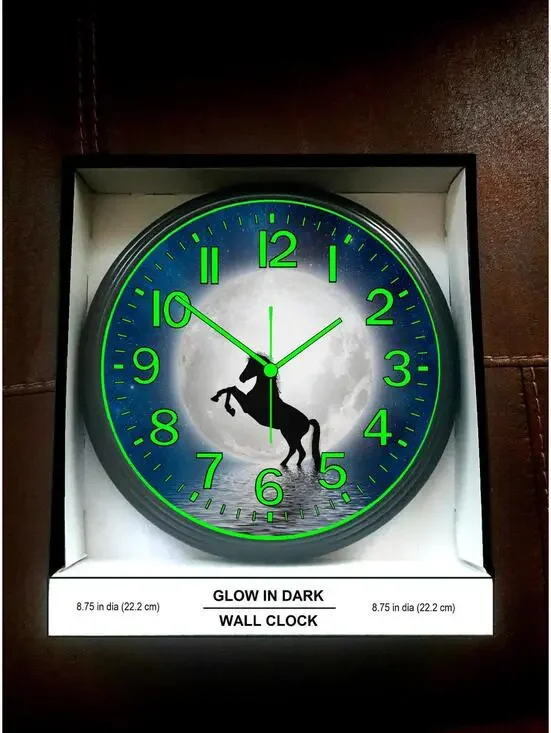 Glow in the Dark Horse Mystikal Moon Wall Clock New in Box