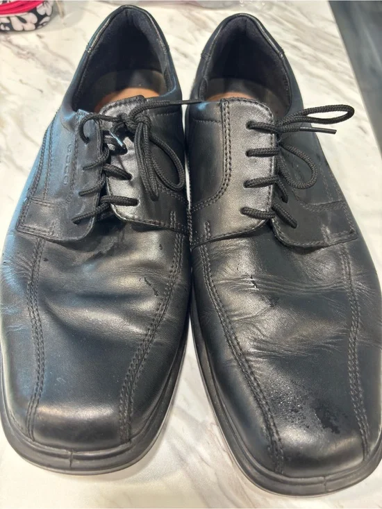 ECCO Men’s Black Leather Lace Up Comfort Dress Shoes EU 43 US 9 Made Portugal