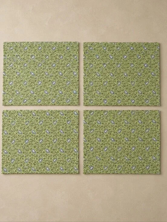Vintage Williams Sonoma Set 4 Botanical Cotton Placemats 20.5x14.5 Cottage