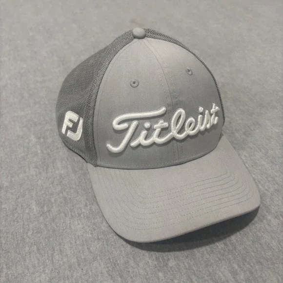 Titleist Golf Hat Grey Mesh Performance Cap FootJoy Pro V1  S/M Deep Back