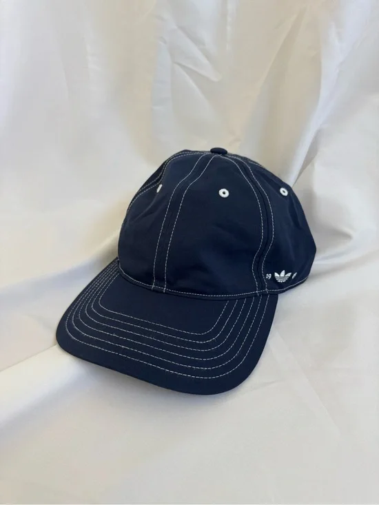 Adidas Unisex Collegiate Preppy Navy Baseball Cap/Dad Hat with White Stitching