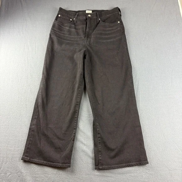 J Crew Jeans Women's 30 Black Slim Wide Leg Stretch Y2K Baggy Hipster Relaxed