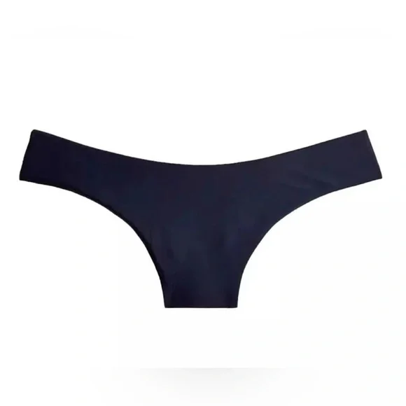 J. Crew Solid Navy Curved-Waist Cheeky Bikini Bottom Women’s Sz Medium BC125 NWT
