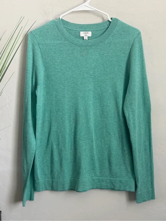 NWT J.Crew Teddy Sweater Seafoam Green 100% Cotton Crewneck Size Small