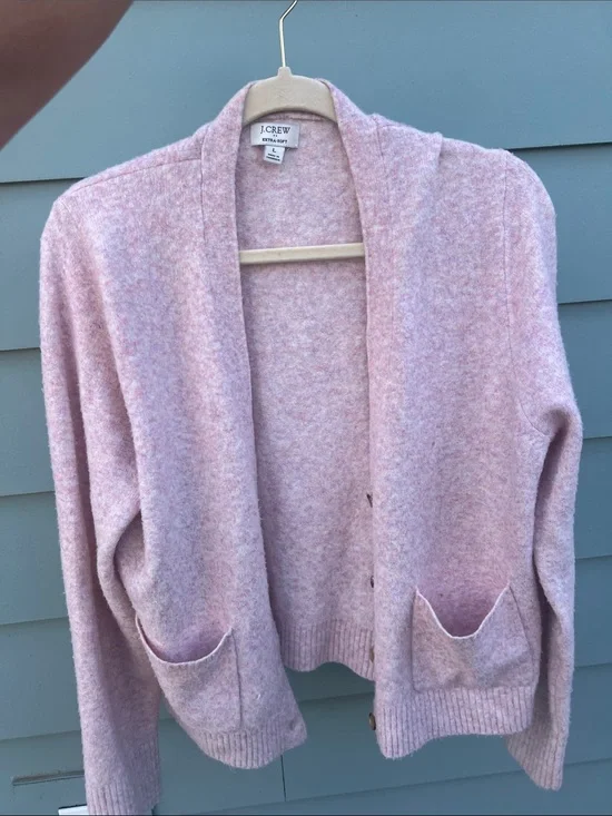 J. Crew Soft Blush Shawl-Collar Open Cardigan