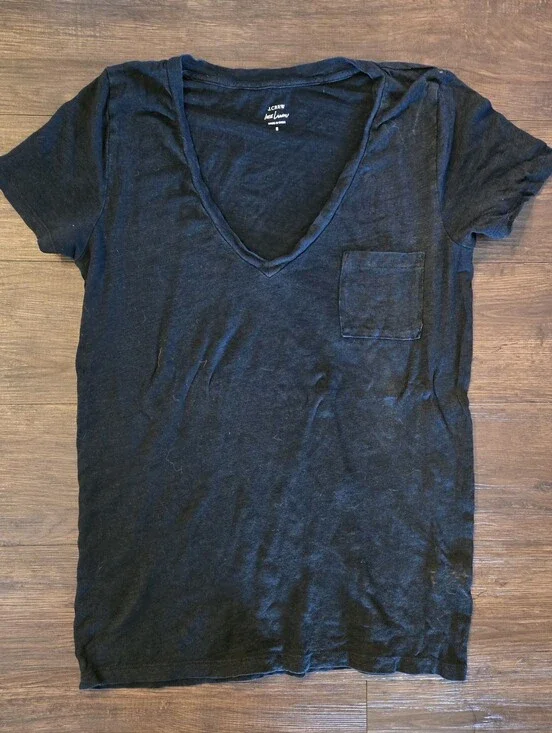 J. Crew Linen V-neck Tee Women's S