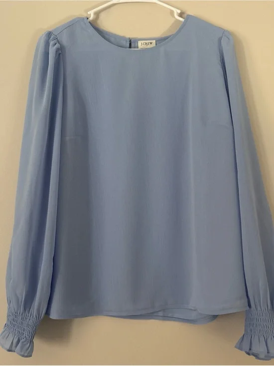 J. Crew Pale Blue Long-Sleeve Blouse