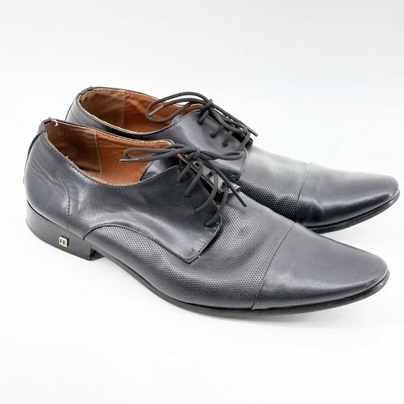 French Emporio Mens Black Cap Toe Derby Dress Shoes A98-10.43 Size 43