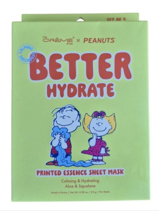 NIB The Crème Shop x Peanuts Better Hydrate Sheet Mask Set of 5 Aloe Squalane
