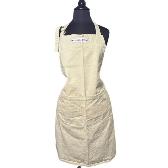 Williams Sonoma Cotton Apron in Light Olive Green