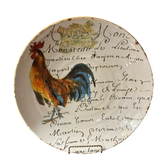 Williams Sonoma Decorative Rooster Large Bowl with Script Design‎