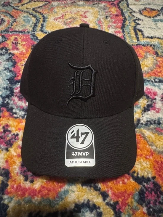 '47 Black Detroit D Embroidered Adjustable Cap