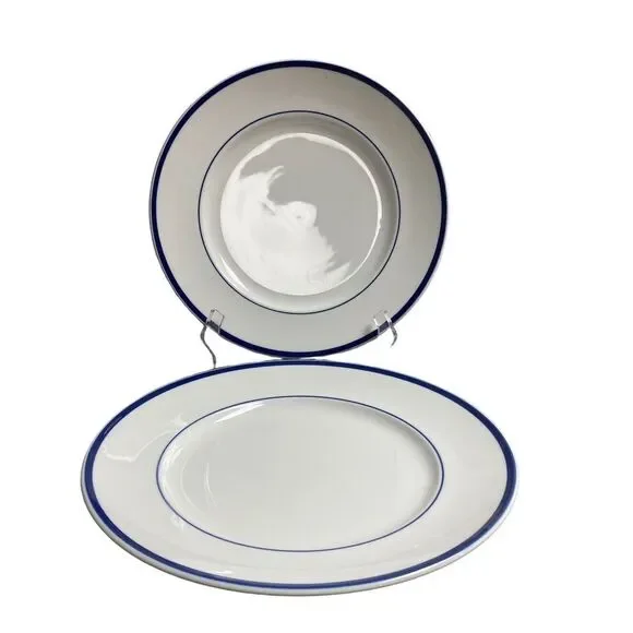 Williams Sonoma Brasserie Blue Band Dinner Chop Serving Plate * SET OF 2 * Japan