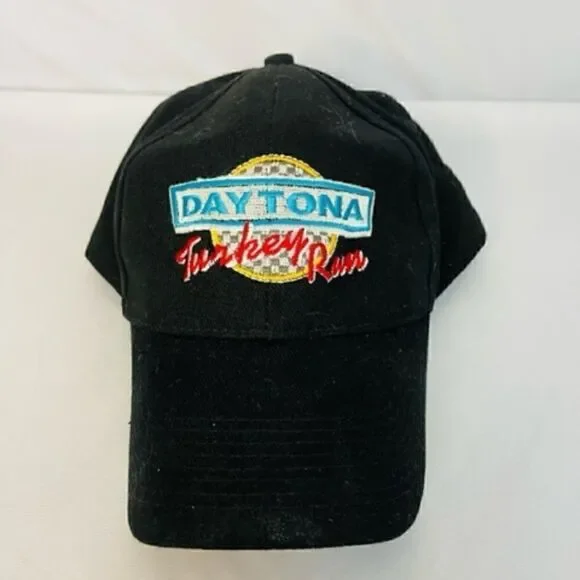 Daytona Turkey Run Baseball Cap Hat Black Hook & Loop Adjustable  Very good cond