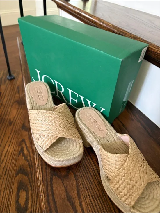 J. Crew Natural Braided Espadrille Slide Sandals