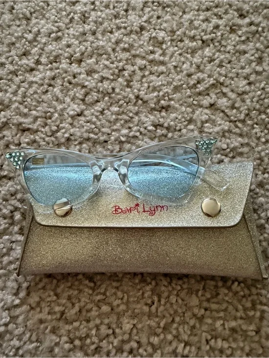 Bari Lynn Clear Cat Eye Sunglasses with Light Blue Lenses