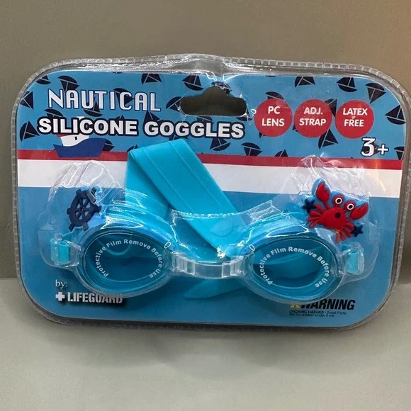 Nautical Silicone Goggles PC Lens Adjustable Strap Latex Free Kids Age 3+