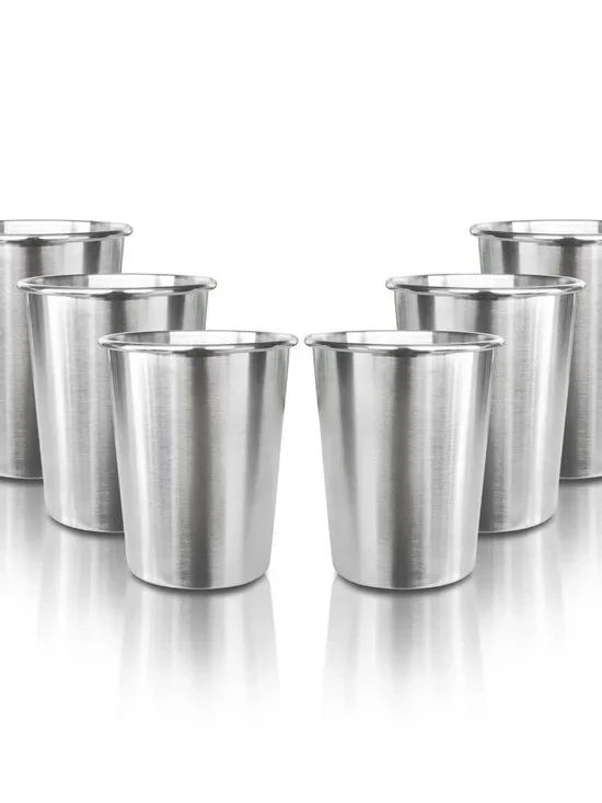 6 Pack 8 oz Stainless Steel Kids Cups, Children's Pint Cups, Stackable Metal Cup
