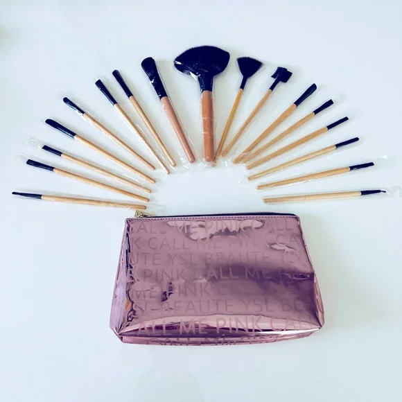 YVES SAINT LAURENT PROFESSIONAL MAKEUP BRUSHES SET & CASE COSMETIC BAG
