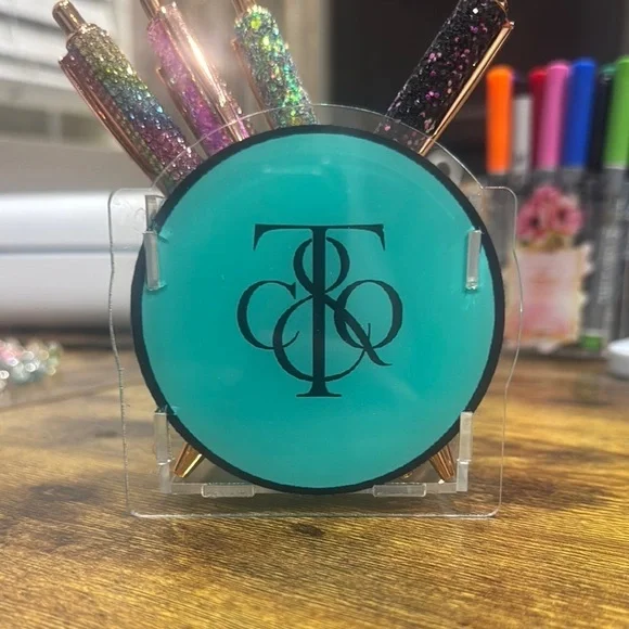 Teal and Multicolor Pen or makeup brush Holder