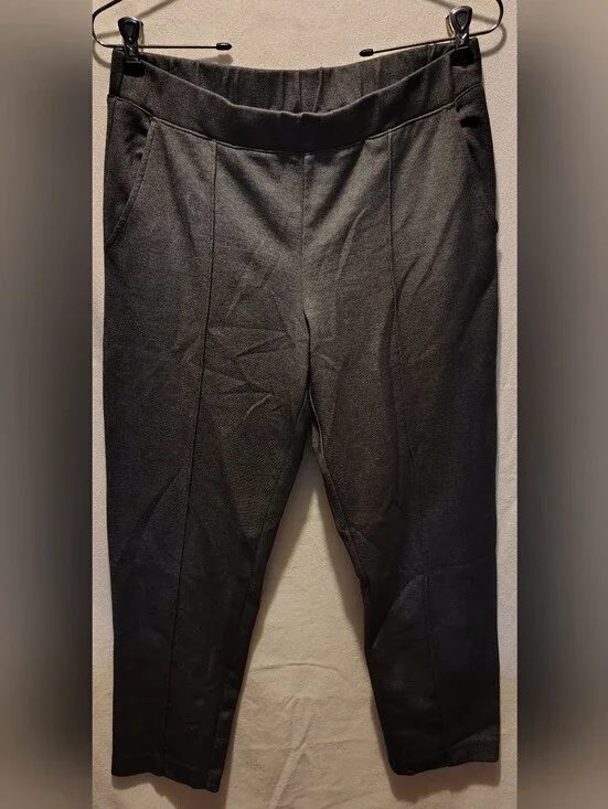 J. Crew Women's Ponte Pull On Pleated Soft Casual Charcoal Pants Size Medium