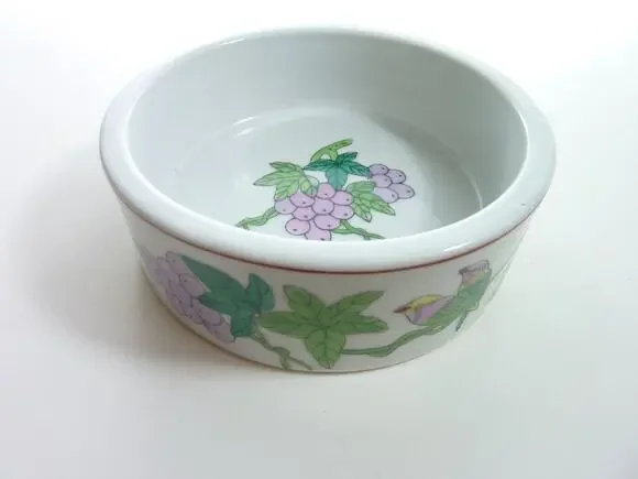 Vintage Chinese Trinket Dish Hand Painted Birds Planter Bowl