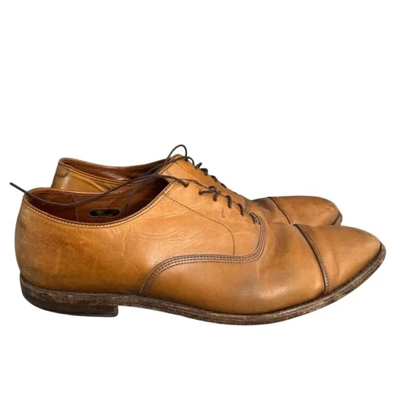Allen Edmonds Park Avenue Mens Tan Leather Cap Toe Oxford Dress Shoes 14