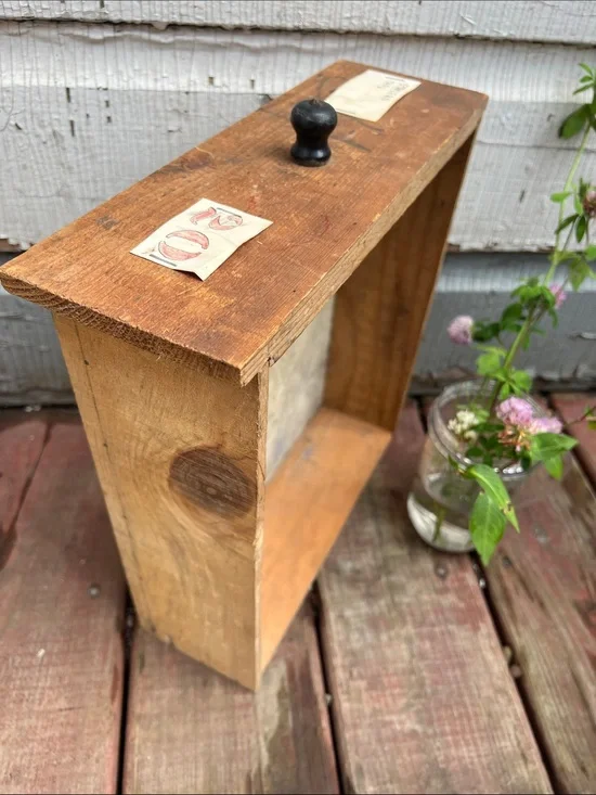 Rustic Wooden Shadow Box Shelf - Natural Wood