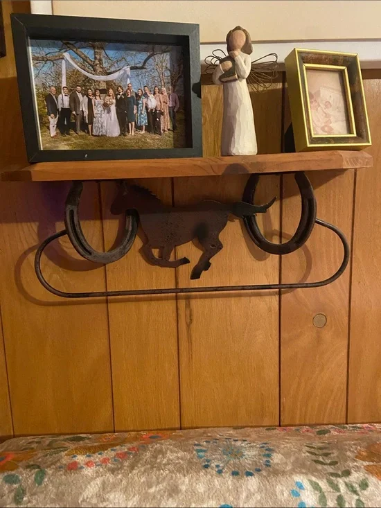 Rustic Brown Metal Horse Wall shelf - Home Wall Decor