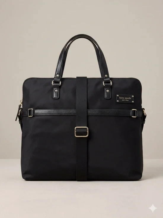 kate spade Black Nylon Laptop Brief with Gold Hardware