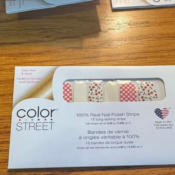 Color Street - nail polish strips - cherries and plaids NWT