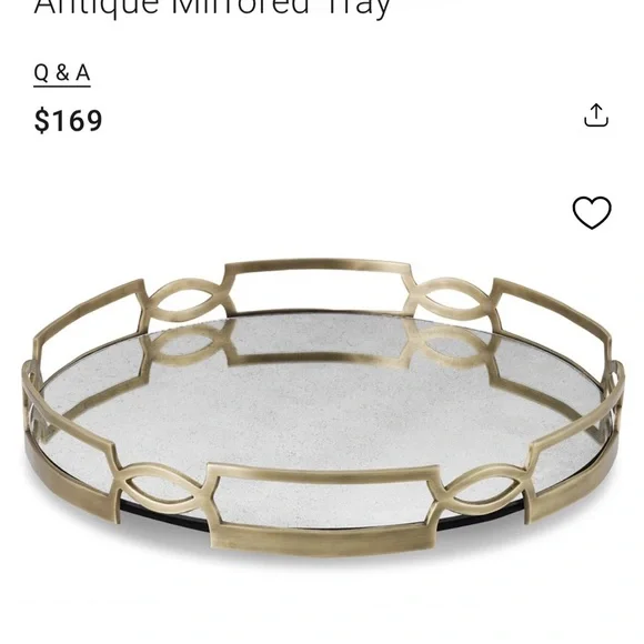 Antique Mirrored Decorative Tray in Brushed Gold